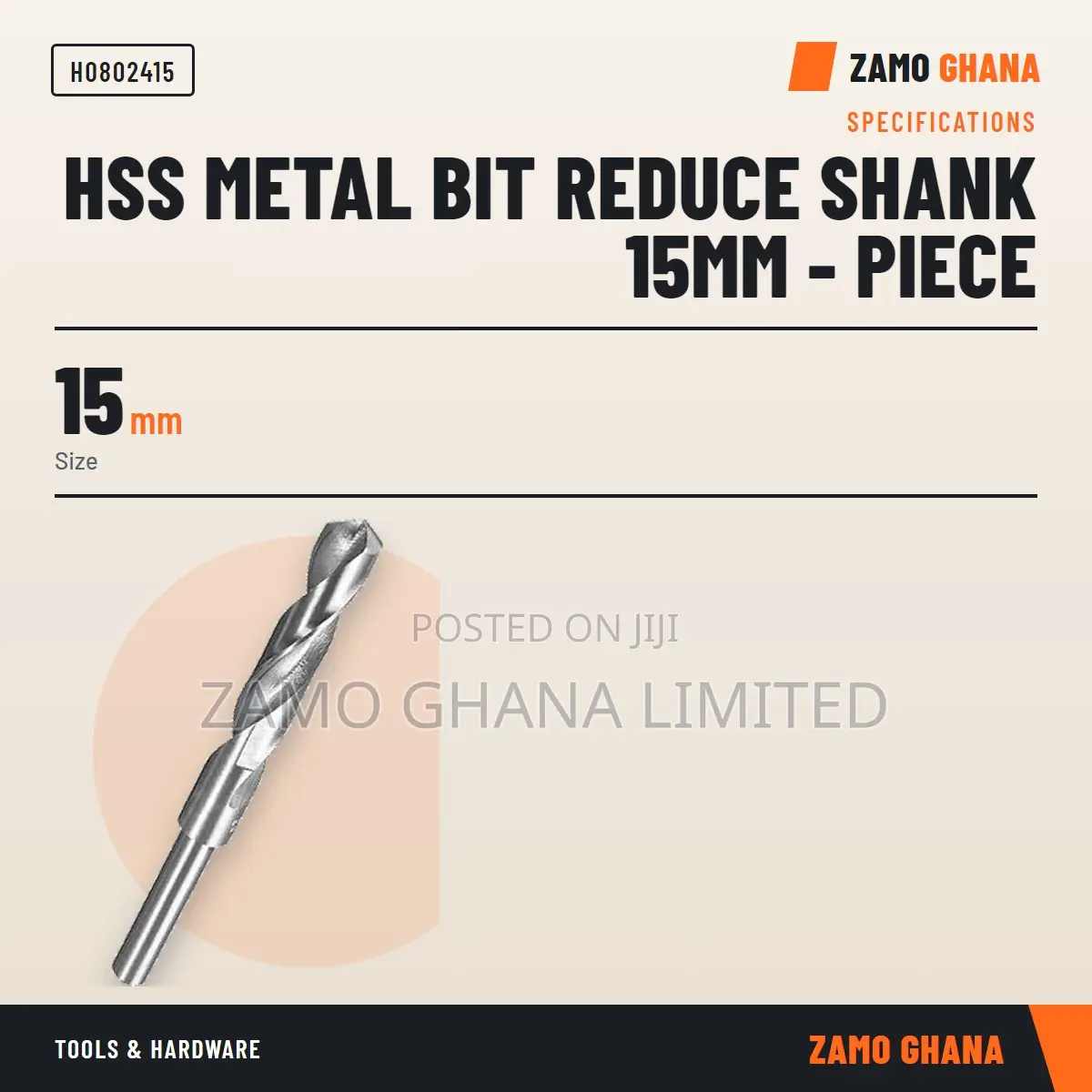 HSS Metal Bit Reduce Shank 15Mm - Piece - H