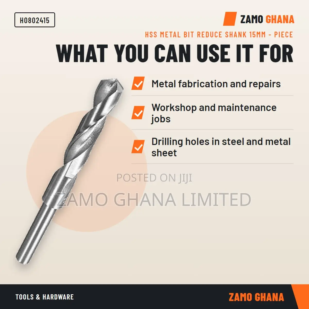 HSS Metal Bit Reduce Shank 15Mm - Piece - H