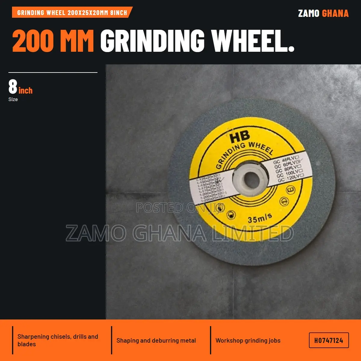 Grinding Wheel 200X25X20Mm 8Inch - H