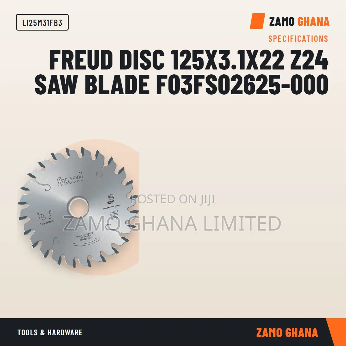 Freud Disc 125X3.1X22 Z24 Saw Blade F03Fs02625-000 - LI25M31FB3