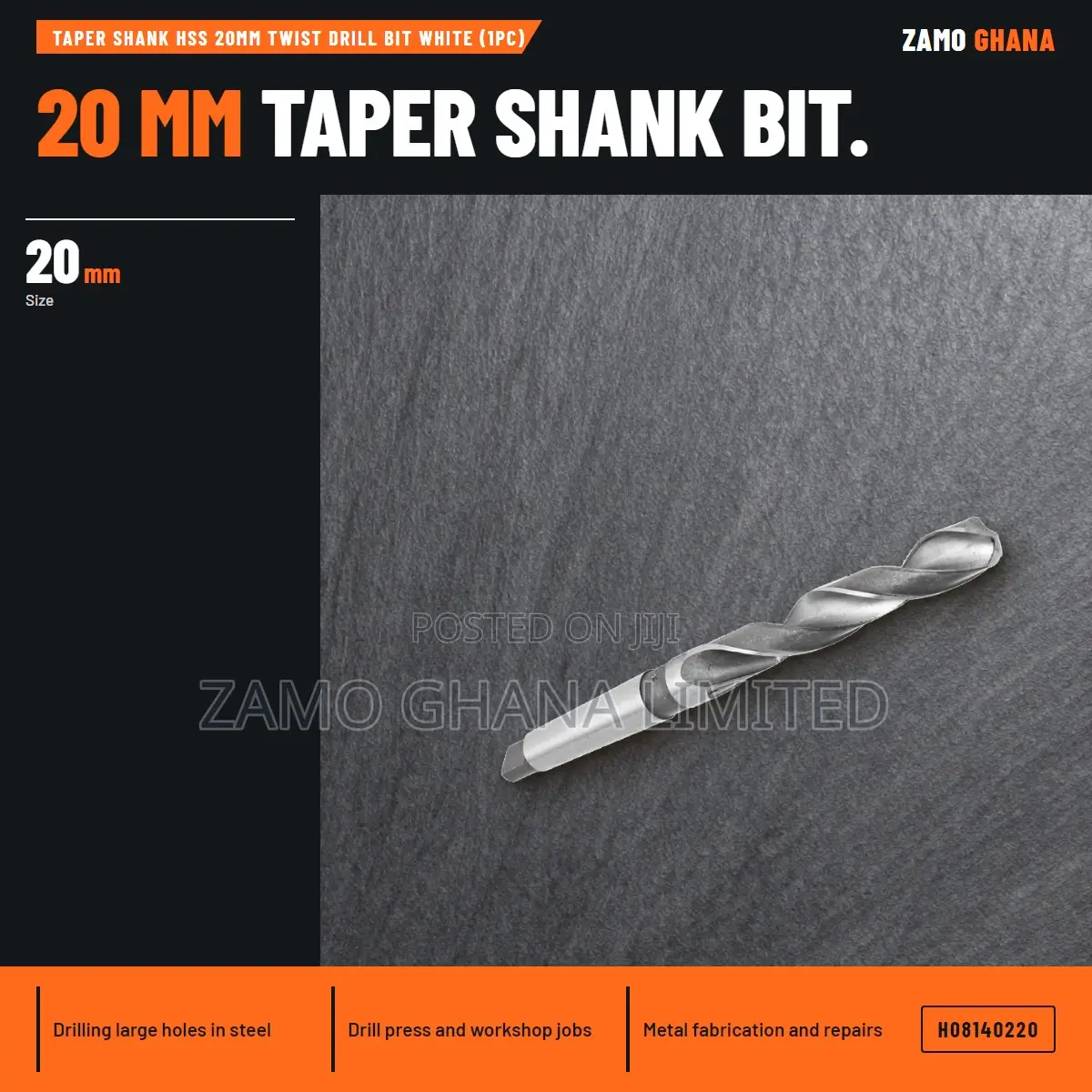 Taper Shank HSS 20Mm Twist Drill Bit White (1Pc) - H