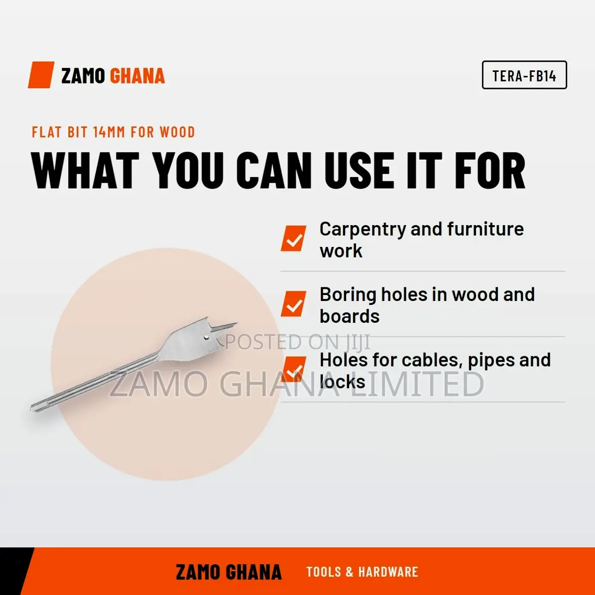 Flat Bit 14Mm for Wood - TERA-FB14