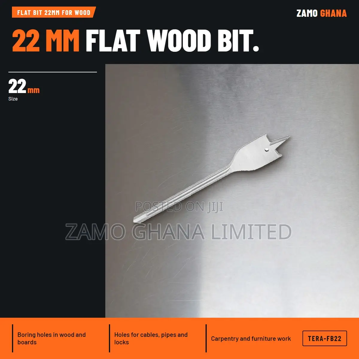 Flat Bit 22Mm for Wood - TERA-FB22