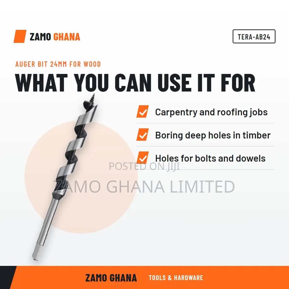 Auger Bit 24Mm for Wood - TERA-AB24