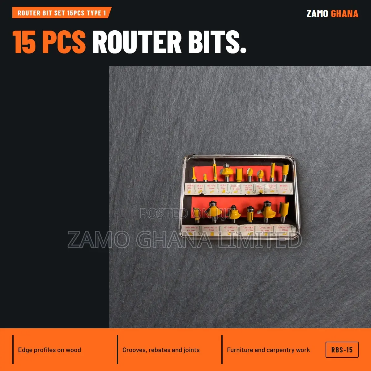 Router Bit Set 15Pcs Type 1 - RBS-15