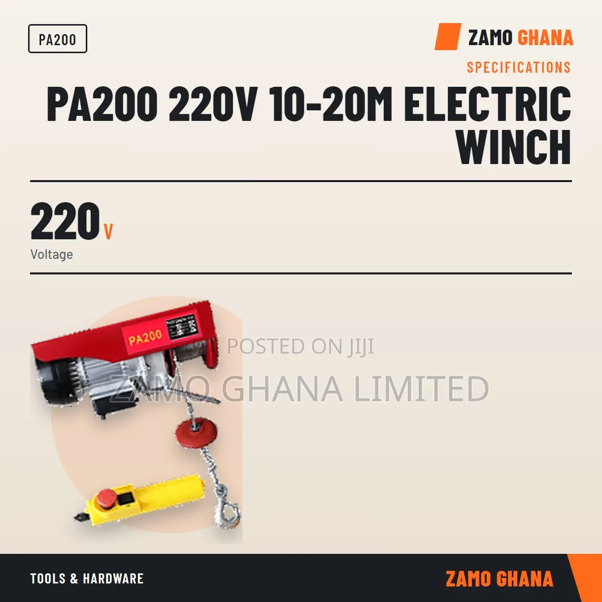 Pa200 220V 10-20m Electric Winch - PA200