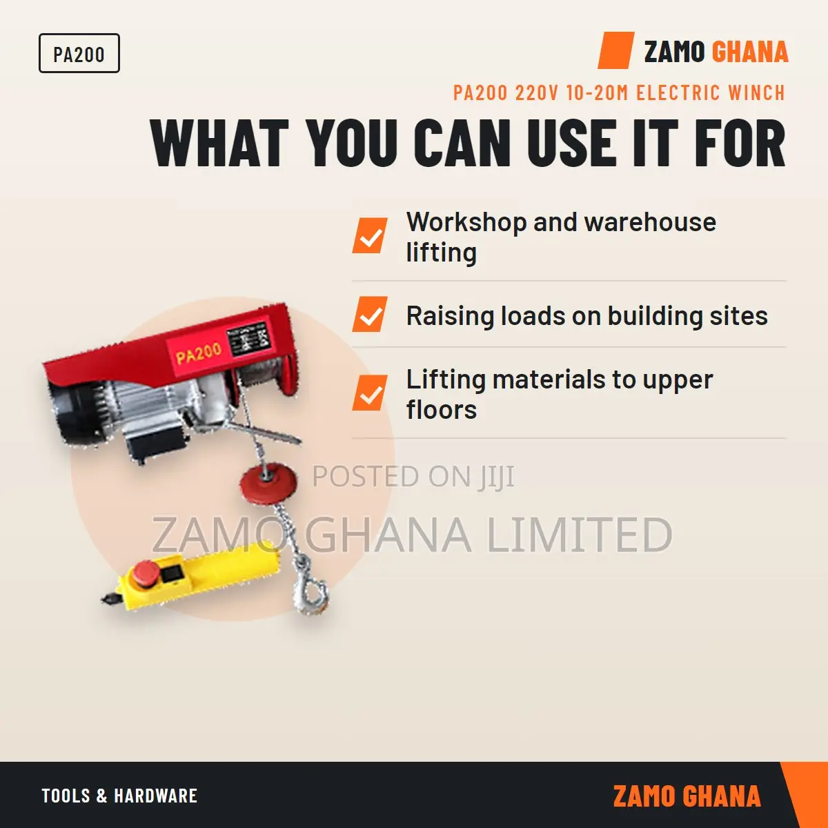 Pa200 220V 10-20m Electric Winch - PA200