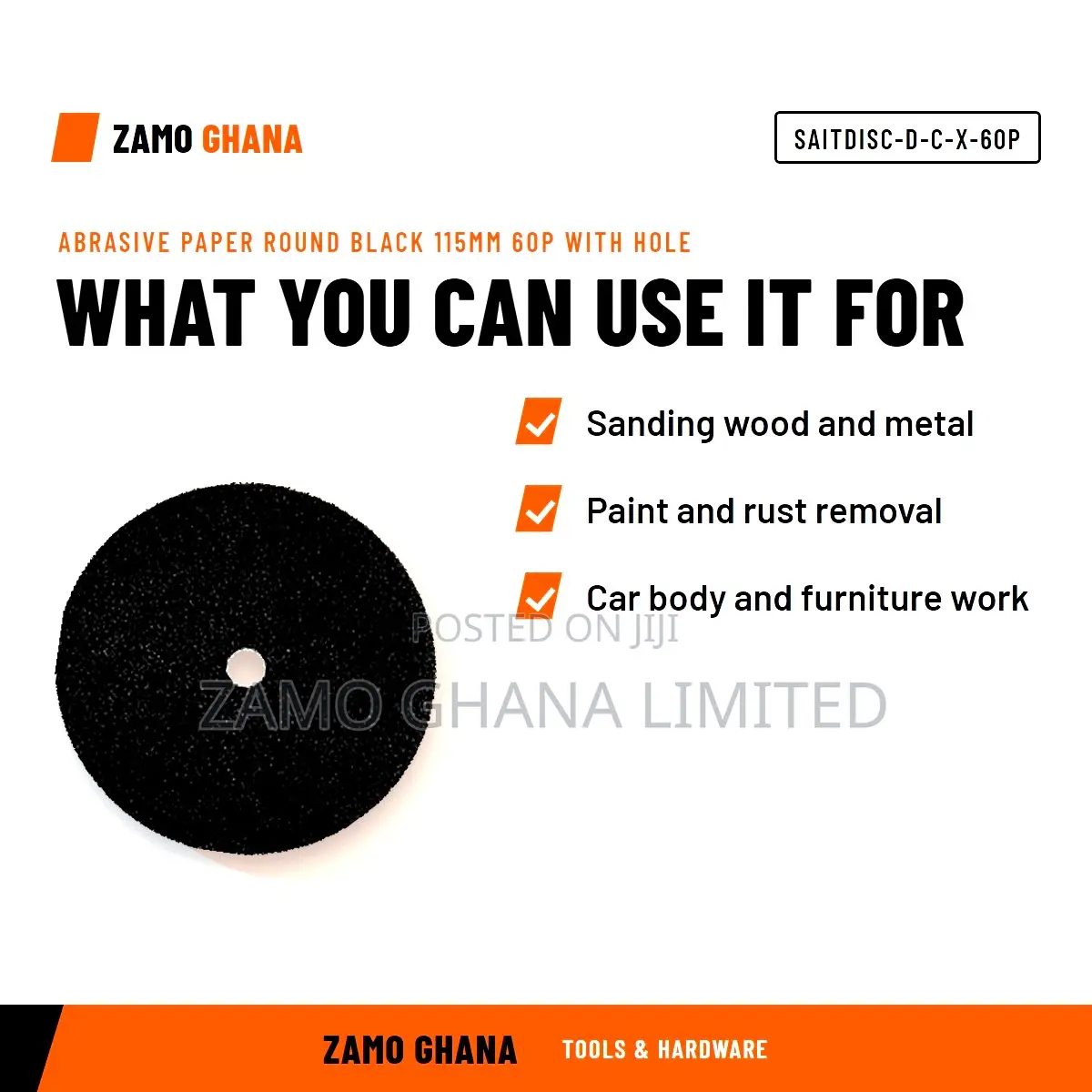 Abrasive Paper Round Black 115Mm 60P With Hole - SAITDISC-D-C-X-60P