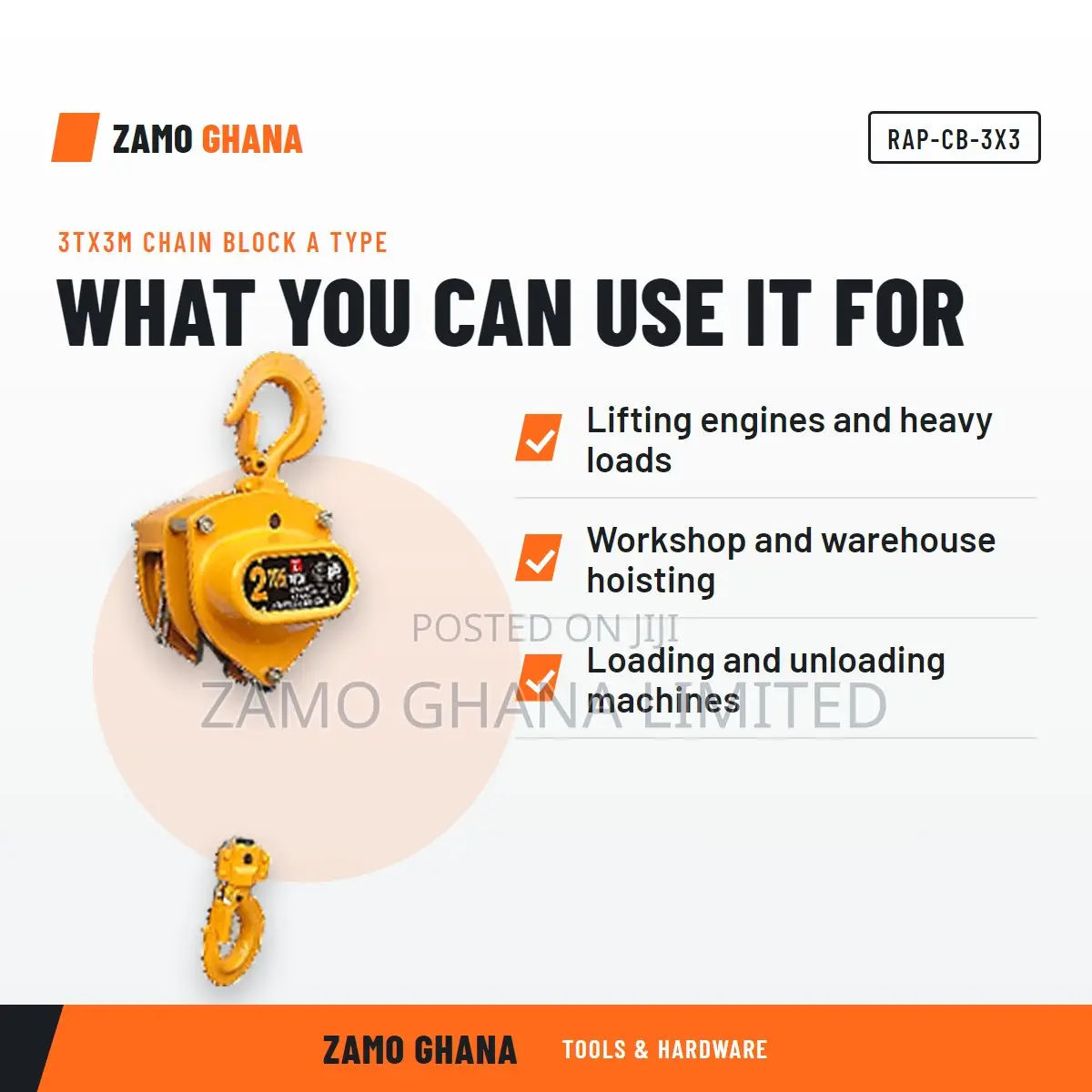 3Tx3M Chain Block a Type - RAP-CB-3X3
