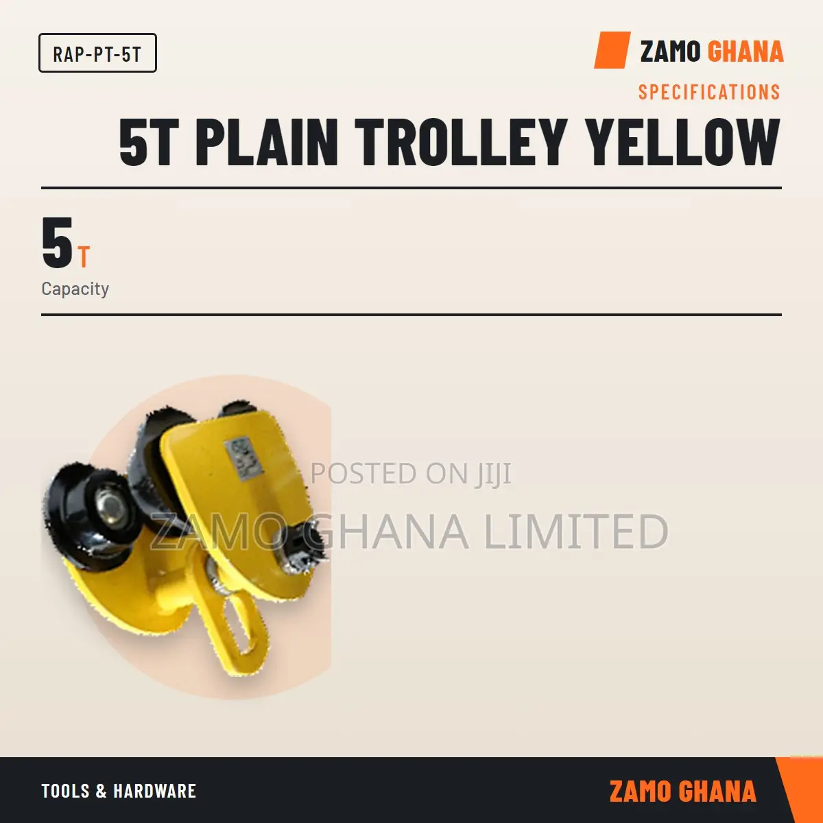 5T Plain Trolley Yellow - RAP-PT-5T