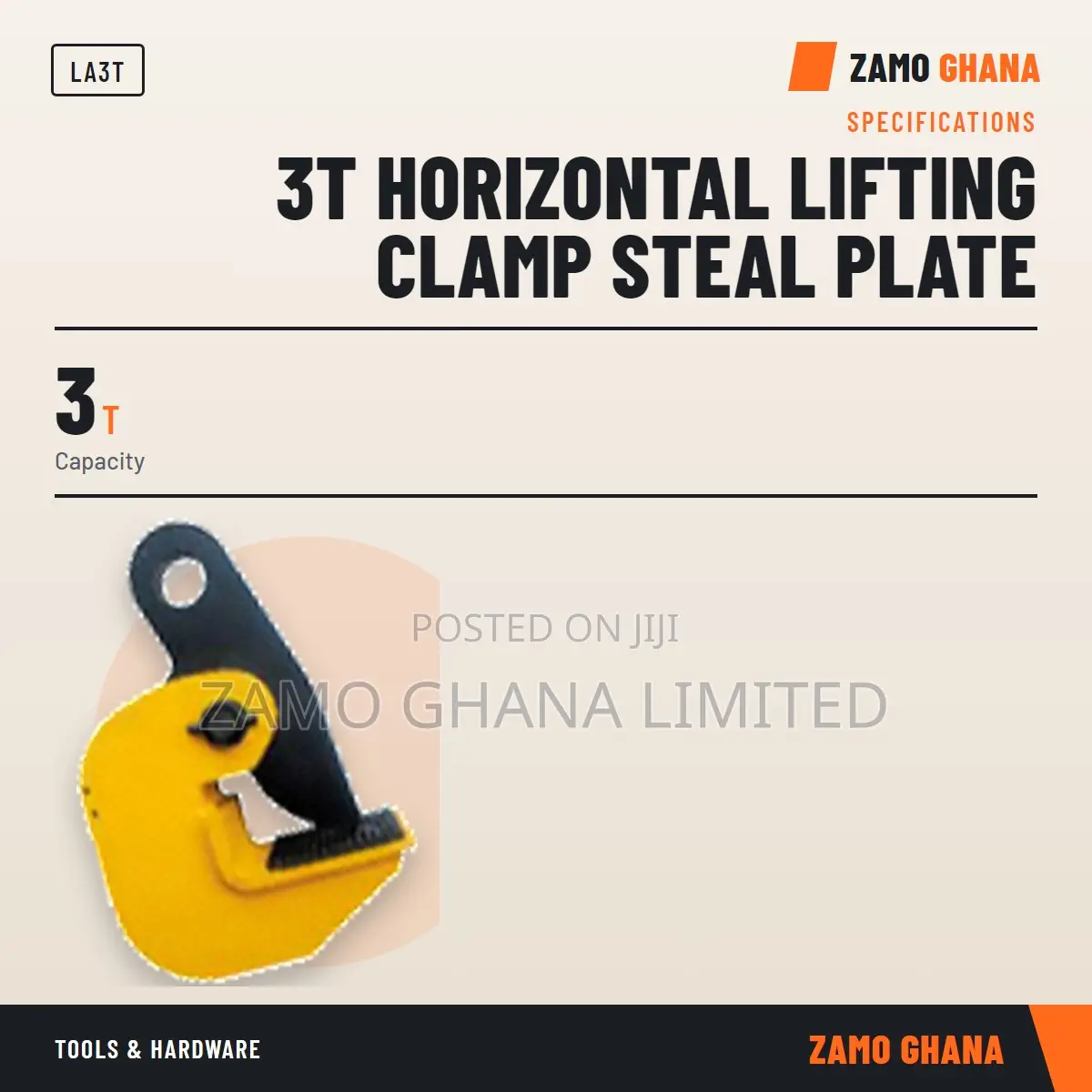 3T Horizontal Lifting Clamp Steal Plate - LA3T