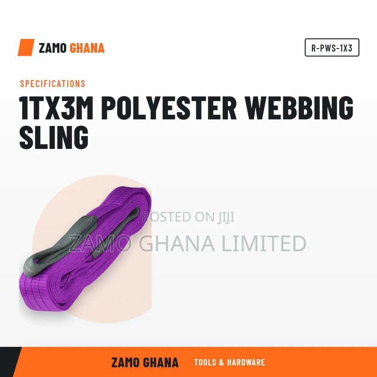 1Tx3M Polyester Webbing Sling - R-PWS-1x3