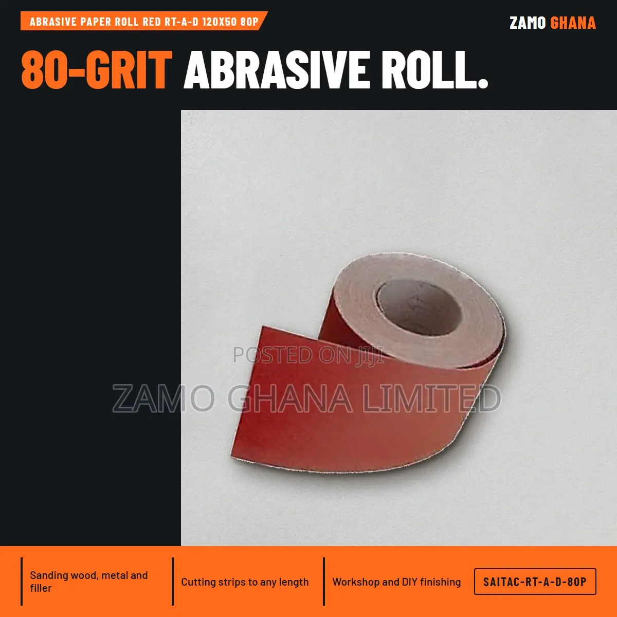 Abrasive Paper Roll Red Rt-a-D 120X50 80P - SAITAC-RT-A-D-80P