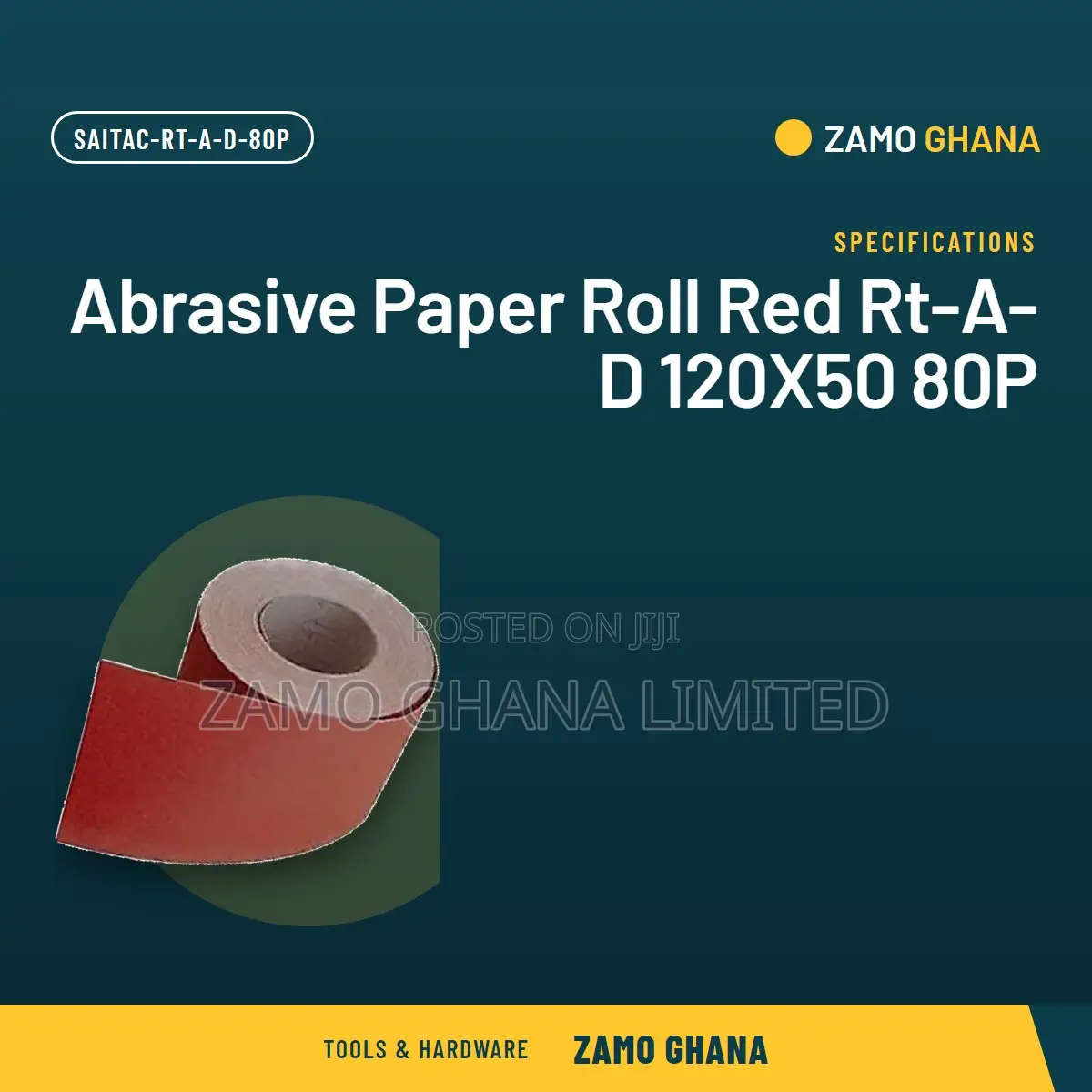 Abrasive Paper Roll Red Rt-a-D 120X50 80P - SAITAC-RT-A-D-80P