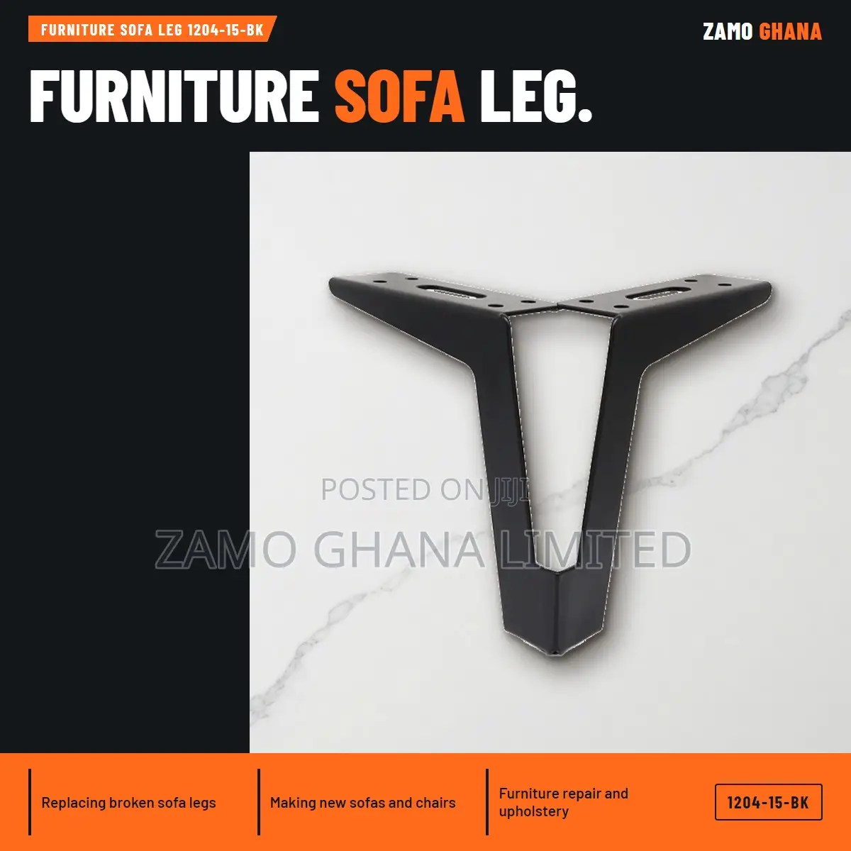 Furniture Sofa Leg 1204-15-Bk - 1204-15-Bk