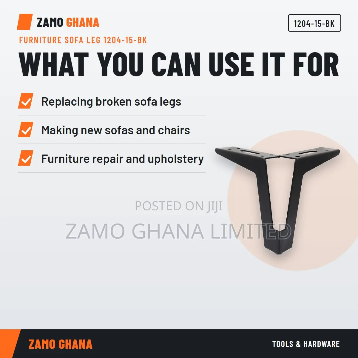 Furniture Sofa Leg 1204-15-Bk - 1204-15-Bk