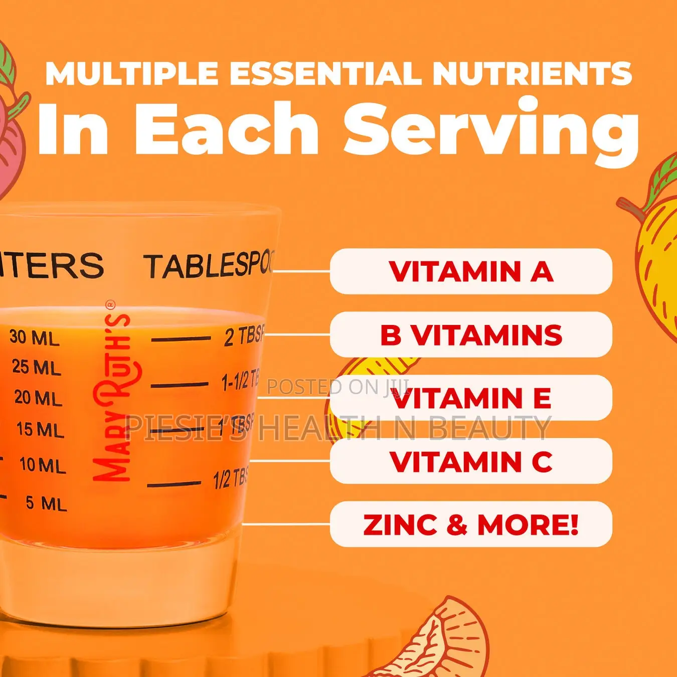 MaryRuth's Liquid Morning Multivitamin + Hair Growth, Mango 650ml