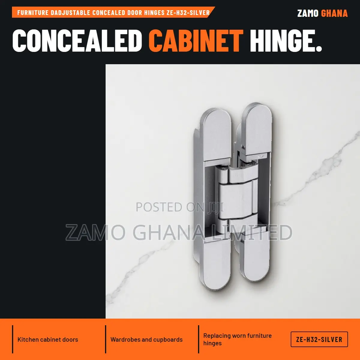 Furniture Dadjustable Concealed Door Hinges Ze-H32-Sil - ZE-H32-SILVER