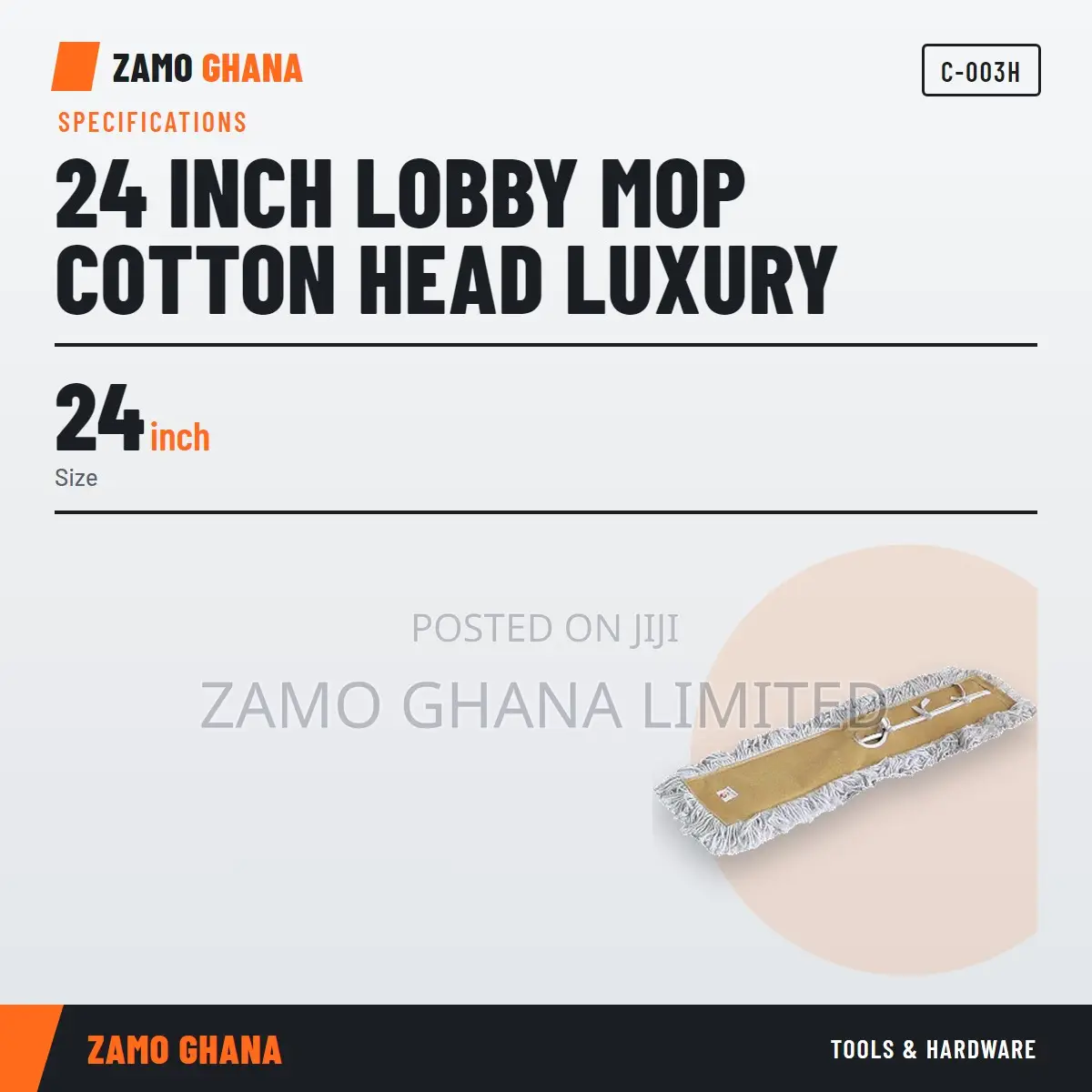 24 Inch Lobby Mop Cotton Head Luxury - C-003h