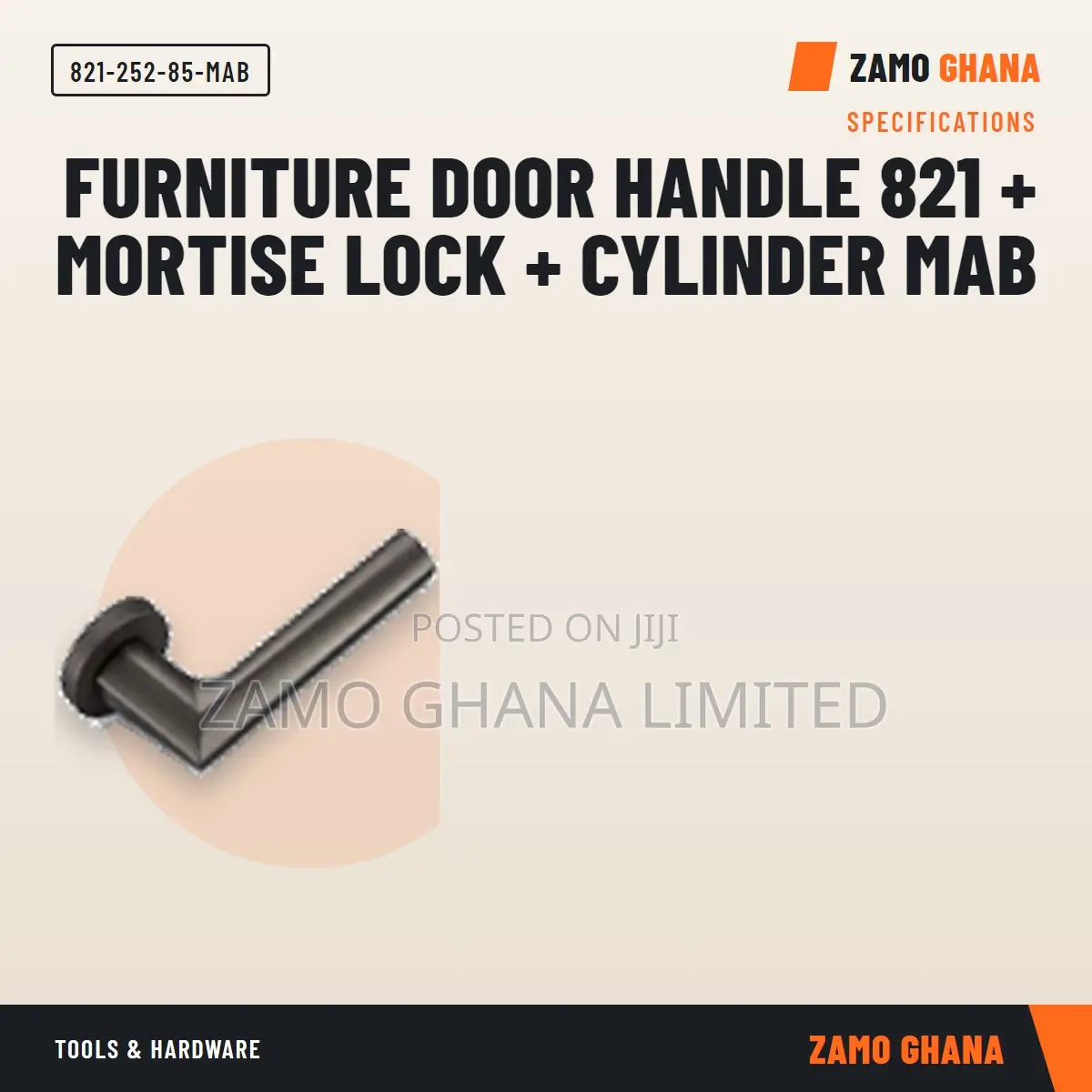 Furniture Door Handle 821 + Mortise Lock + Cylinder M - 821-252-85-Mab