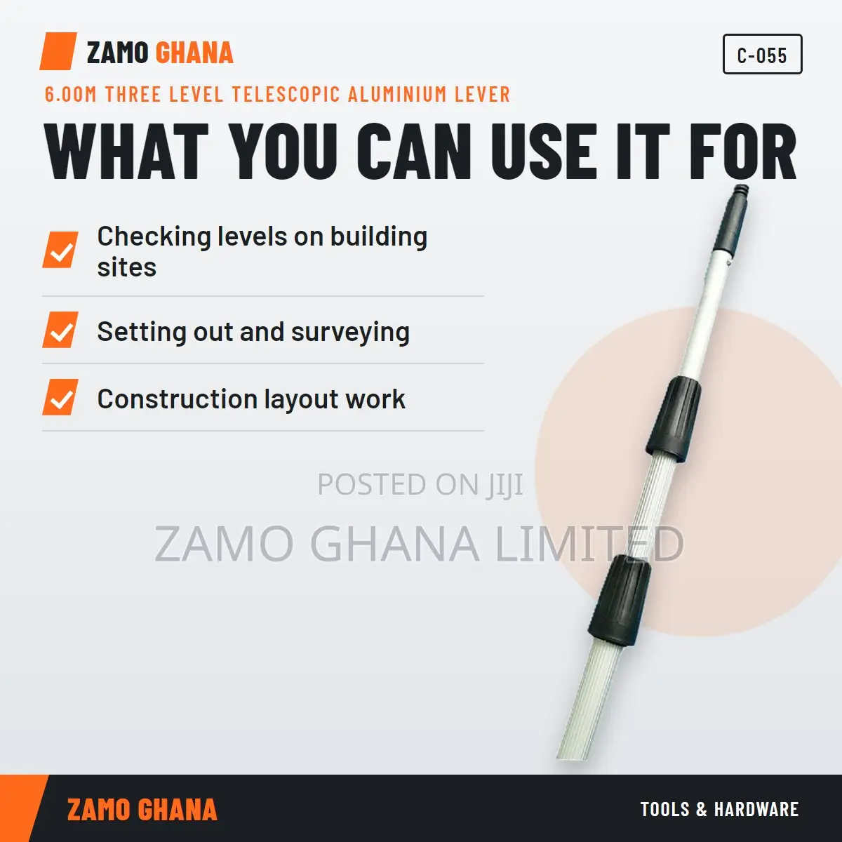 6.00M Three Level Telescopic Aluminium Lever - C-055