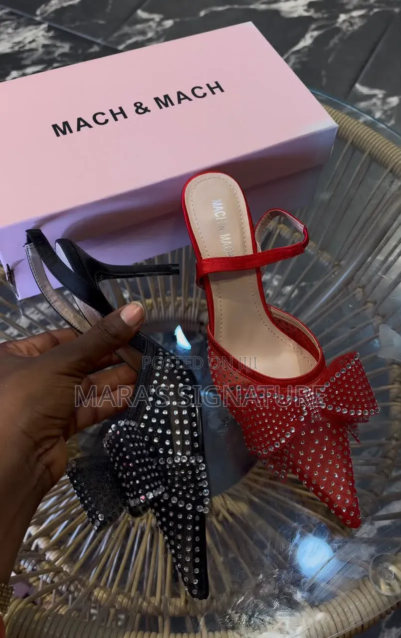 Mach and Mach Pearl Bow Satin Heel