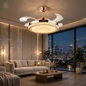 Summerwind Smart Retractable Golden Crystal Fanlight+remote Control72w