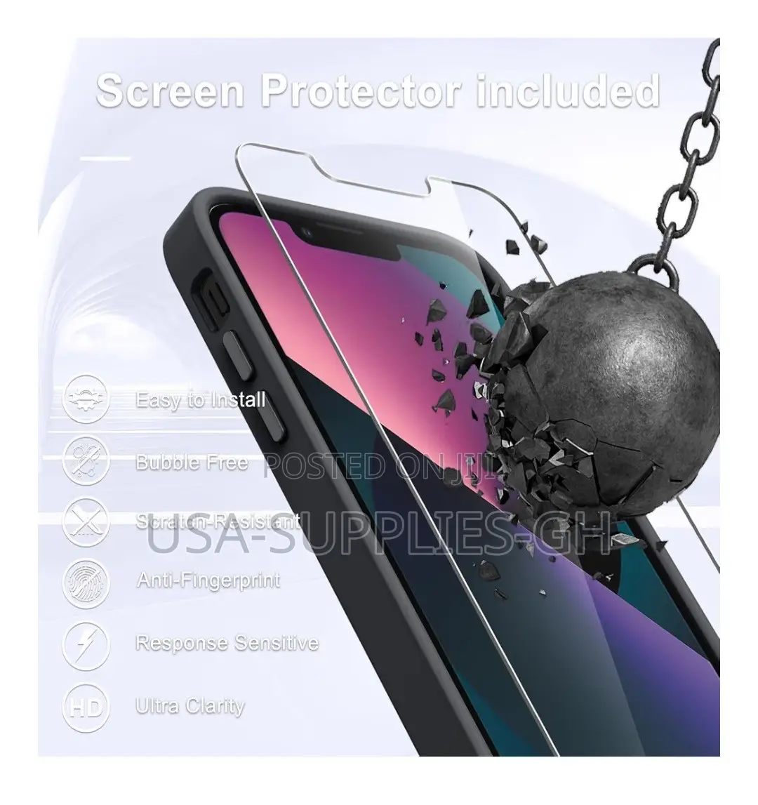 iPhone 14 /13 Phone Case With Tempered Glass Screen Protector From USA