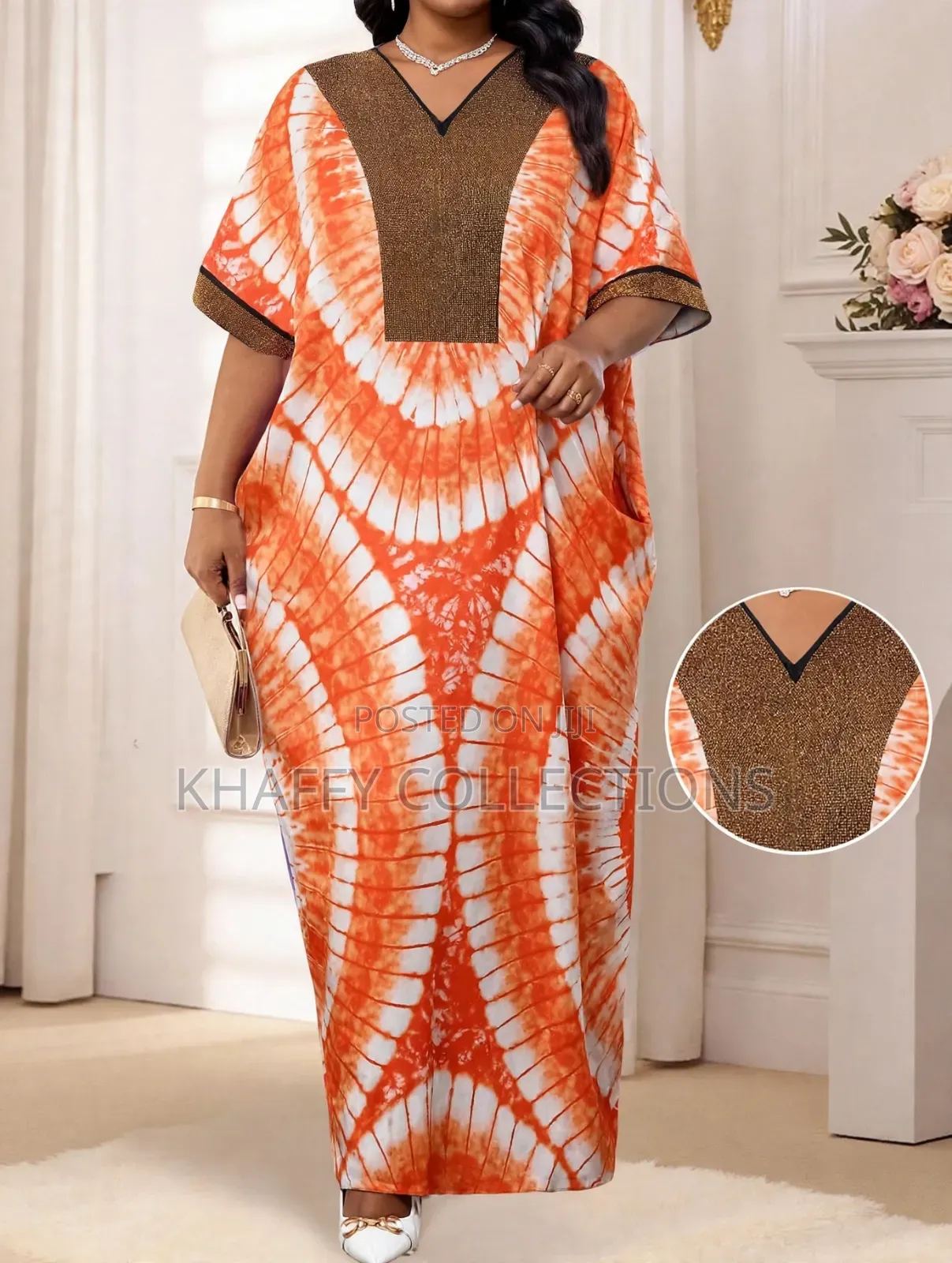 Women's Elegant Tie-Dye Boubou Kaftan Dress - Plus Size Party Dress
