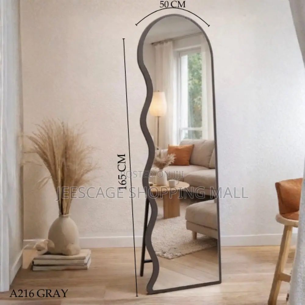Heavy Unbreakable Wooden Irregular Full-Length Mirror - 165x50cm