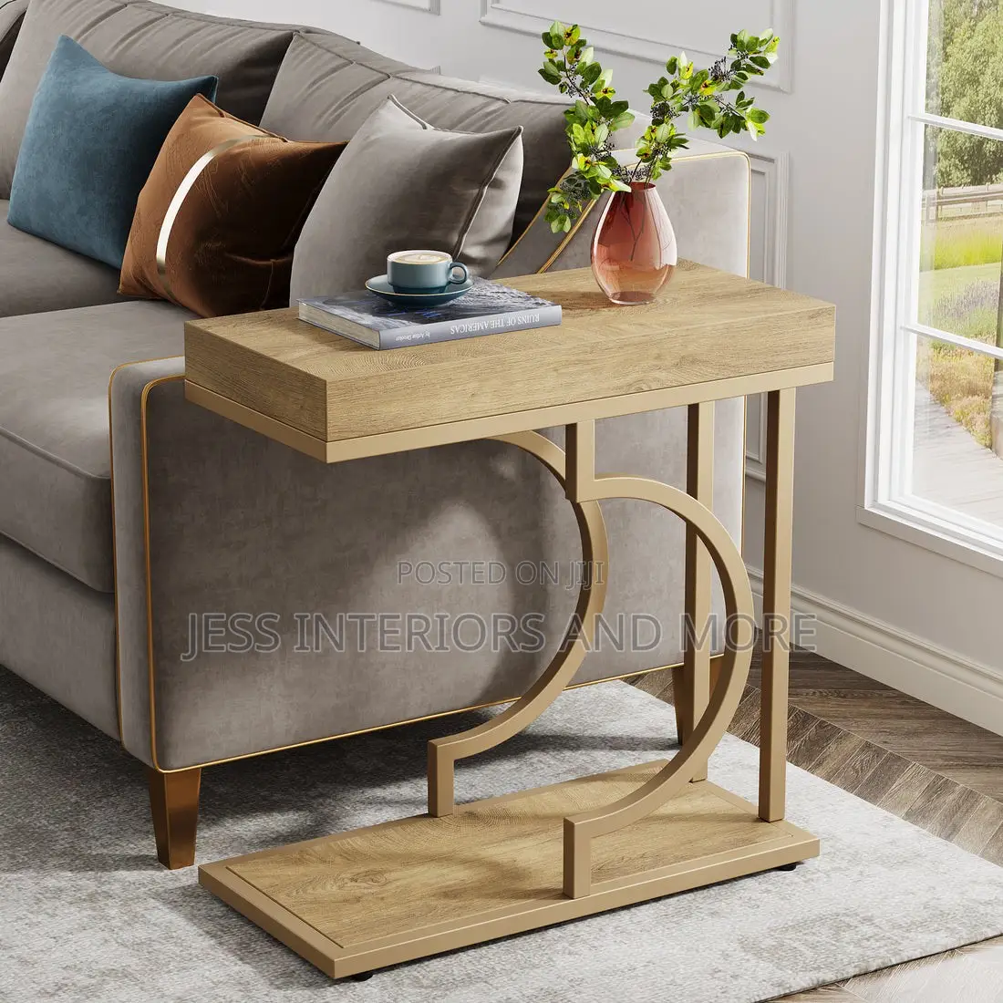 Side Table (Narrow C Table With Metal Frame)