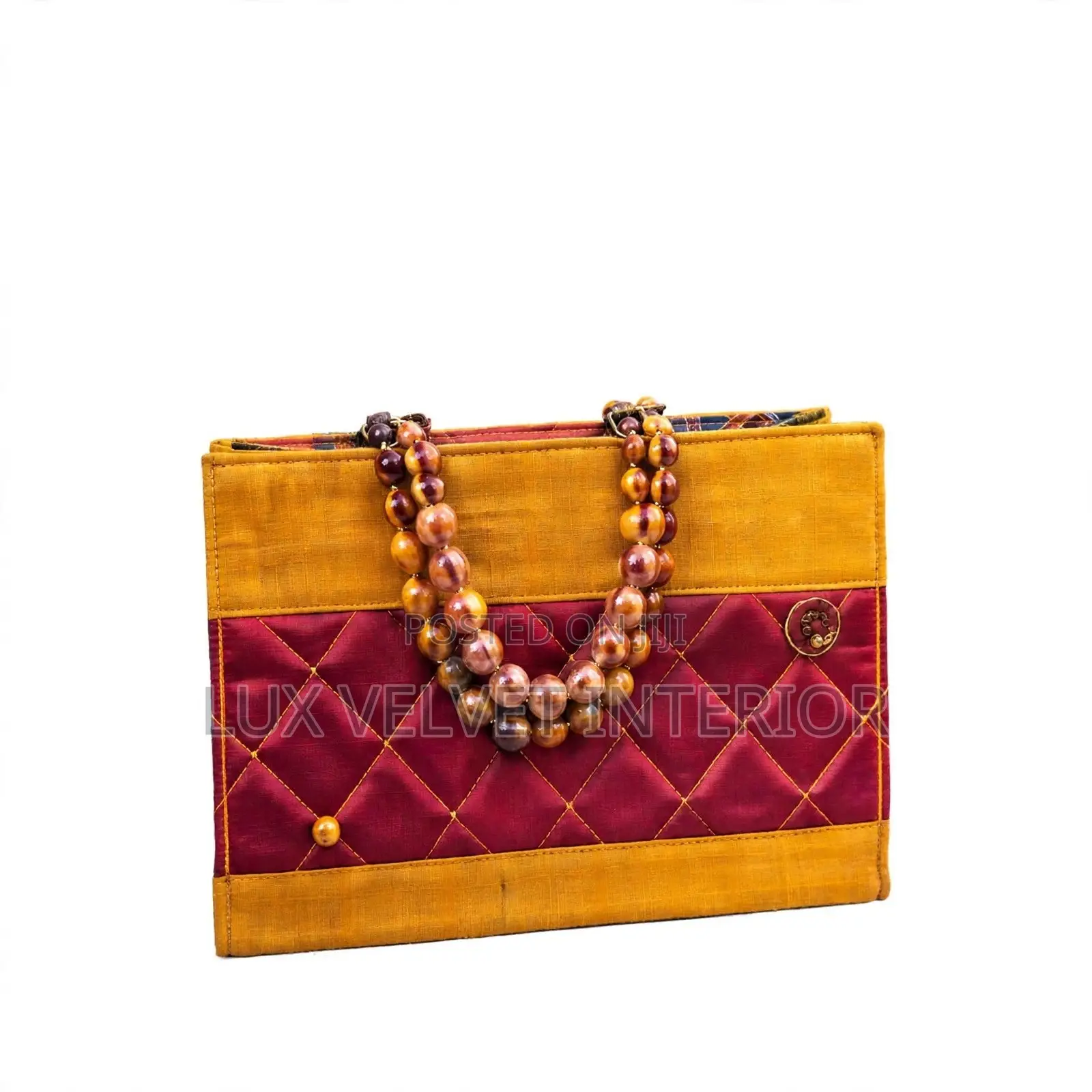 Beaded Jute Tote Bag Handmade - Africa Design Ladies Bag