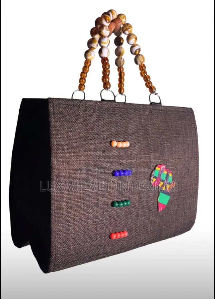 Beaded Jute Tote Bag Handmade - Africa Design Ladies Bag