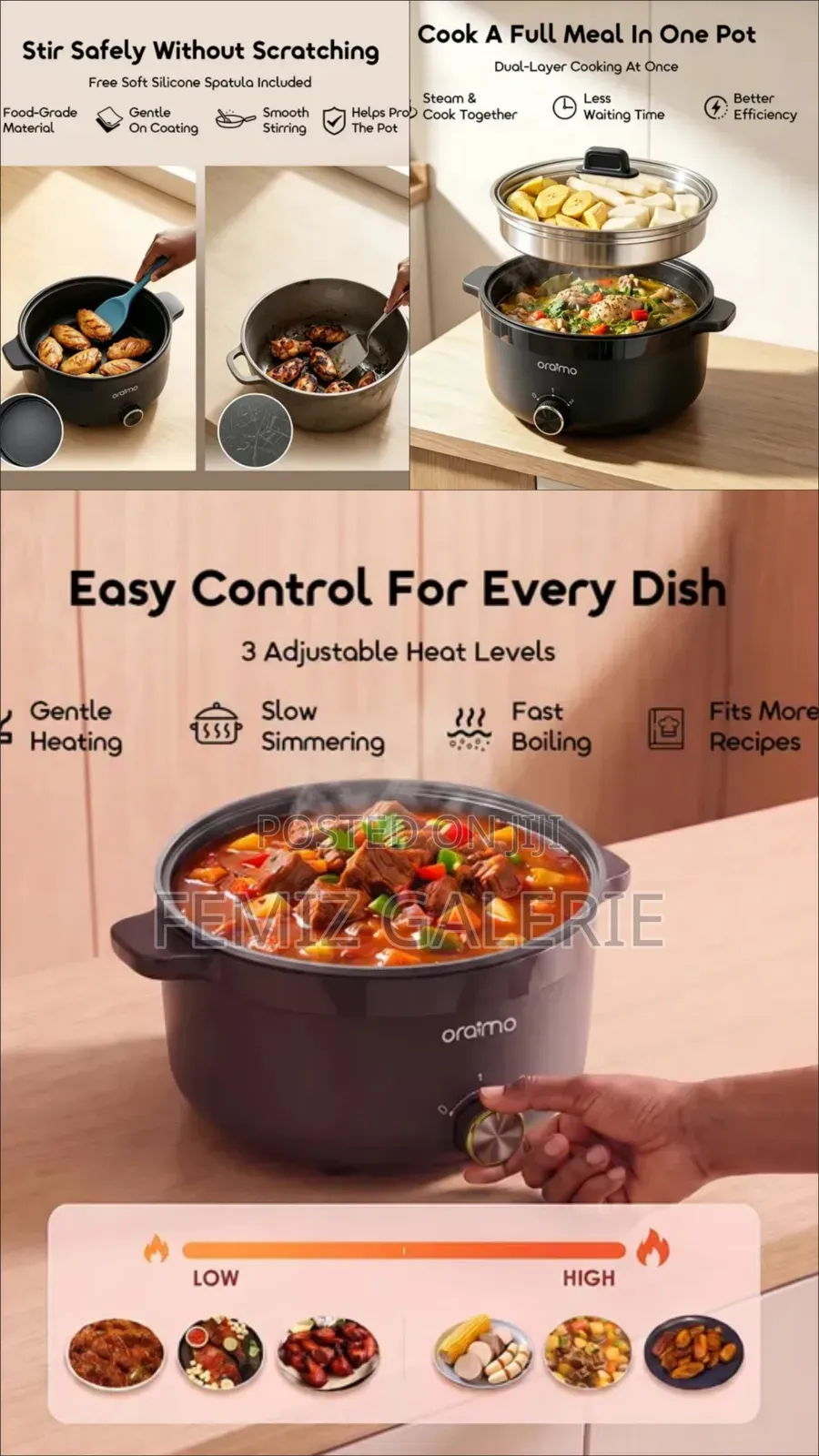 Oraimo MultiPot 3L Electric Pot Plus Steamer