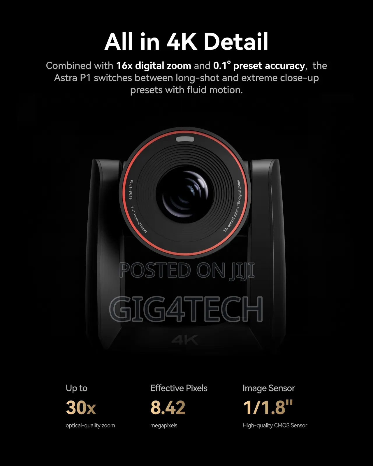 Hollyland Astra P1 UHD 4K PTZ Camera With 30x Optical Zoom