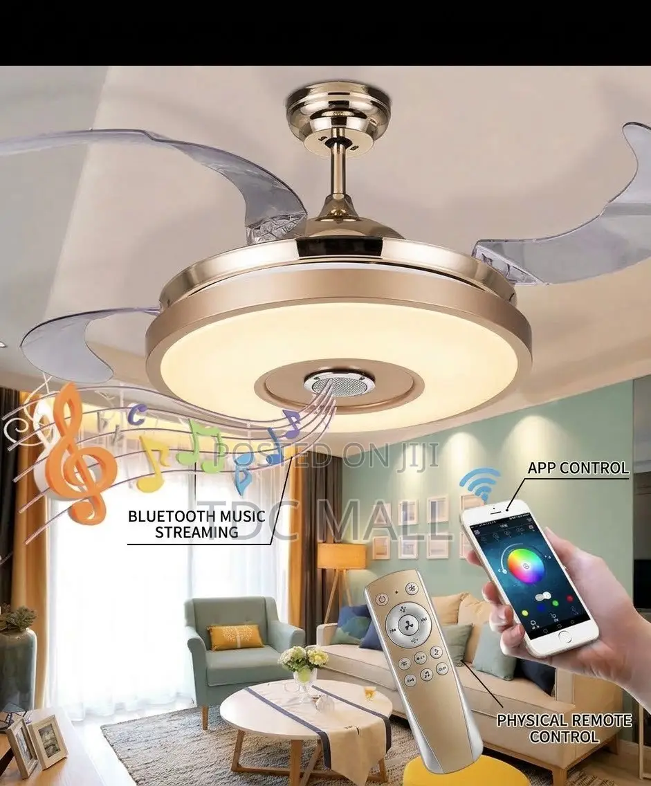 Golden Fanlight With Bluetooth + Remote Control