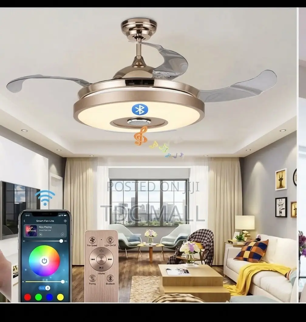 Golden Fanlight With Bluetooth + Remote Control