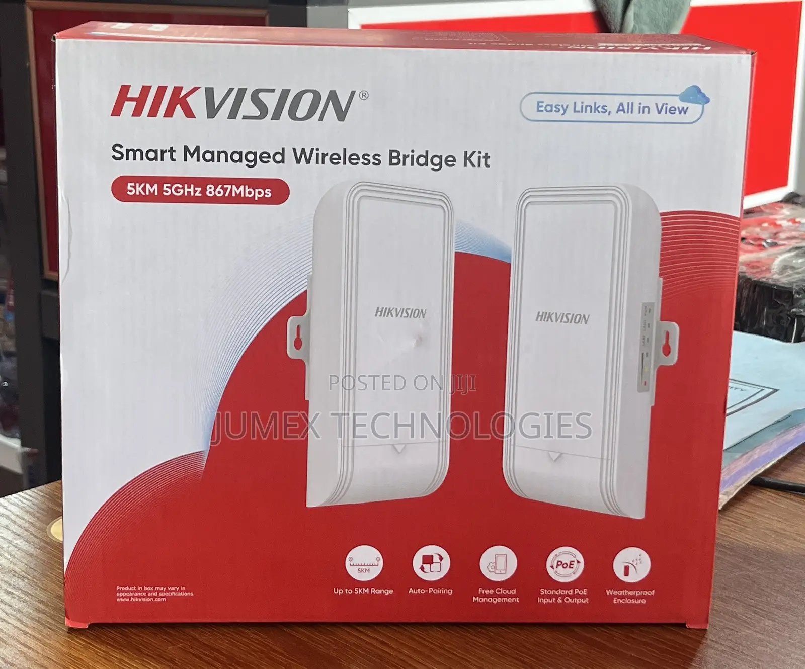 HIKVISION DS-3WF02-5AC/D 5KM Smart Managed Wireless Bridge Kit 5GHz