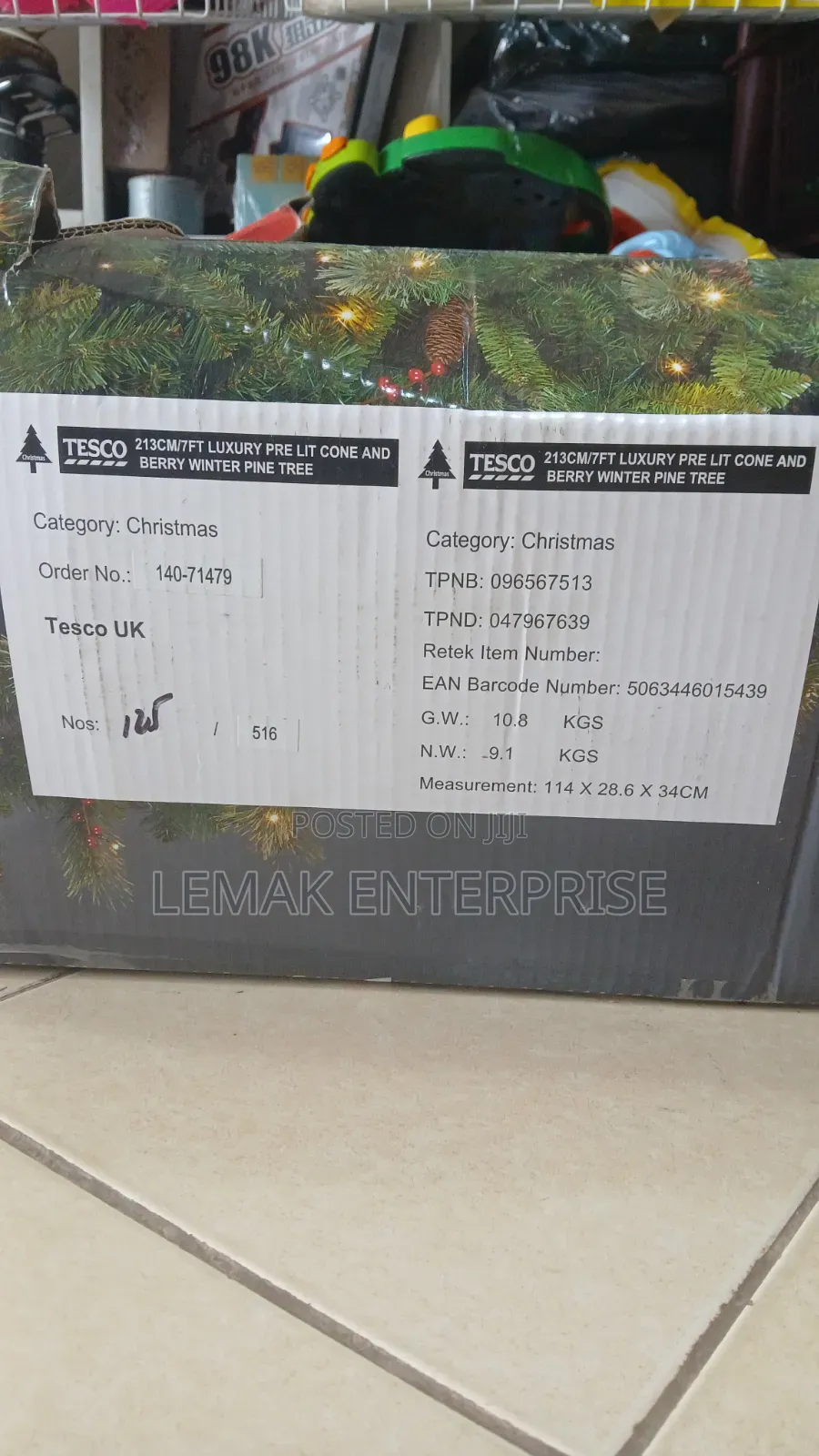 7ft Luxury Pre-Lit Cone & Berry Winter Pine Tree From Tesco.