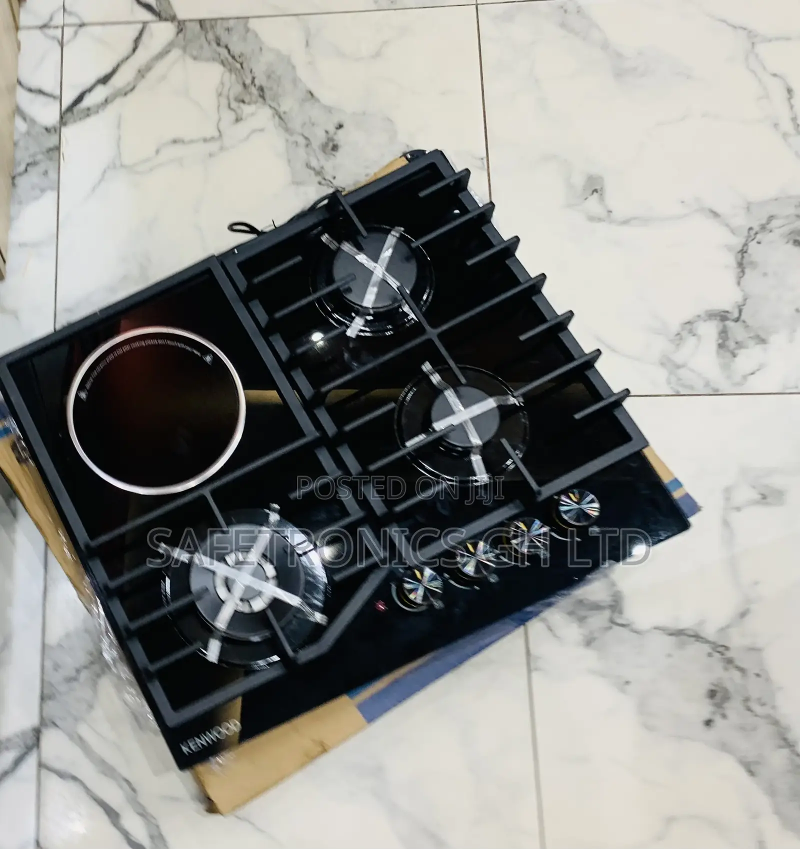 Elegant FlamePro Inbuilt Kenwood 60cm 3 Gas 1 Electric Black Hob