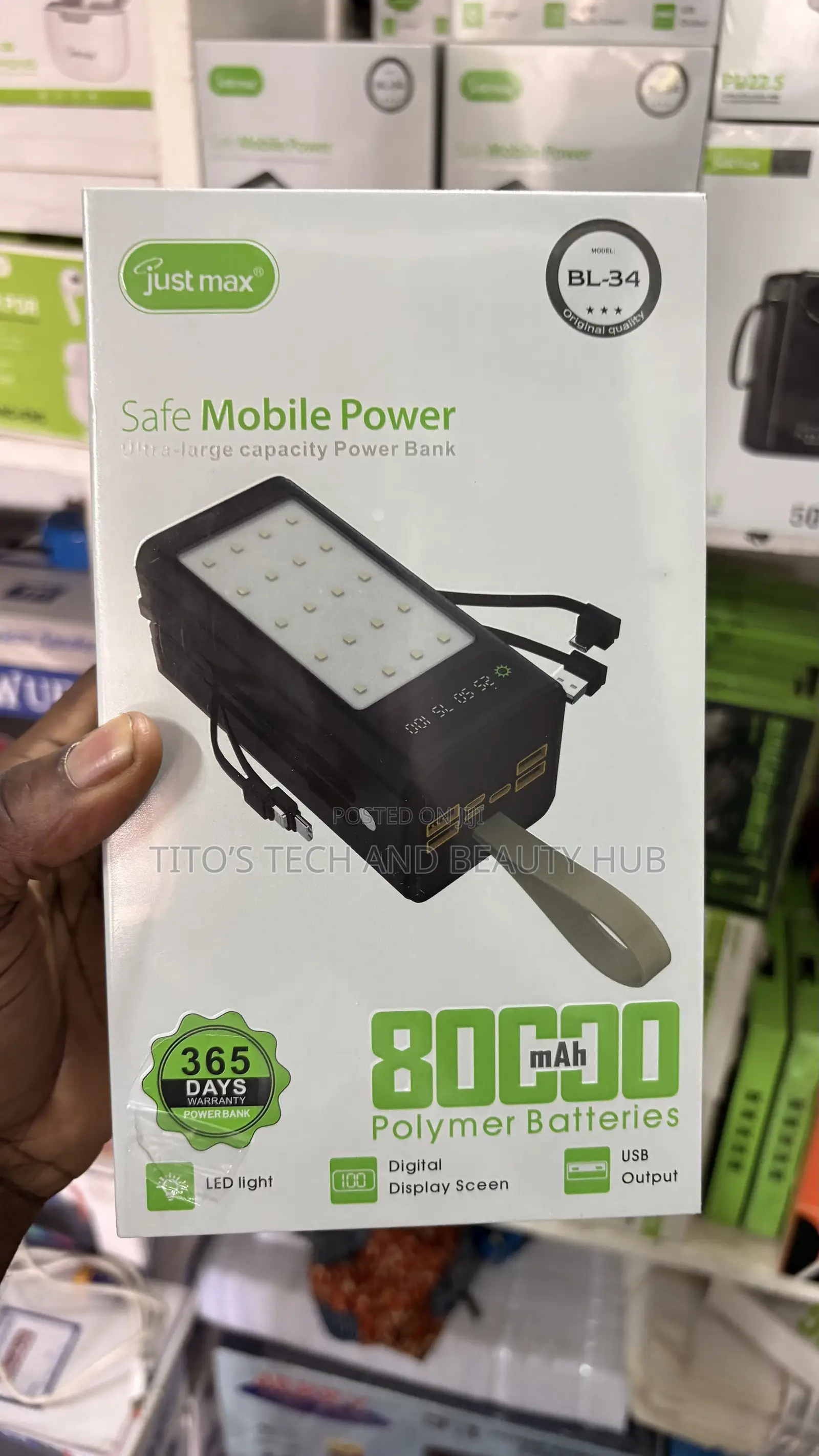 80000mAh Power Bank With Light
