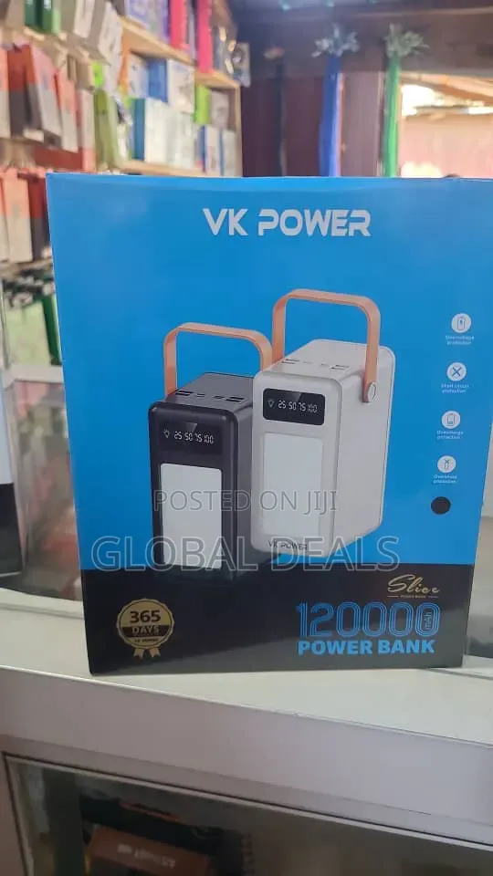 VK Power Slice 120000mAh Power Bank With LED Light & Digital Display