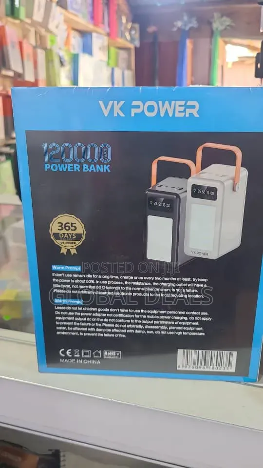 VK Power Slice 120000mAh Power Bank With LED Light & Digital Display