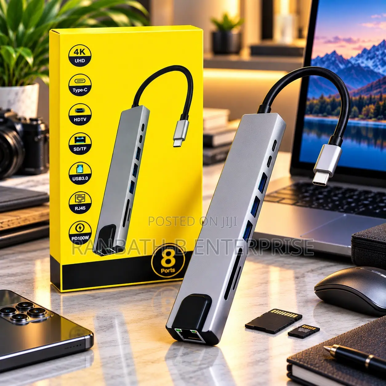 USB-C 8-Port Expansion Hub for Work and Entertainment