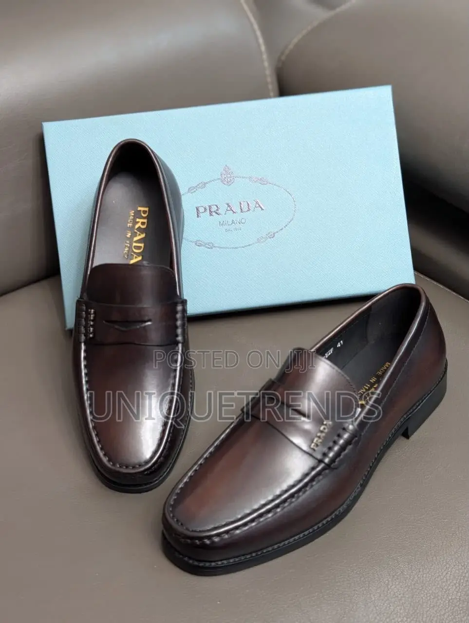 Executive PRADA Penny Leather Loafers (Coffee)