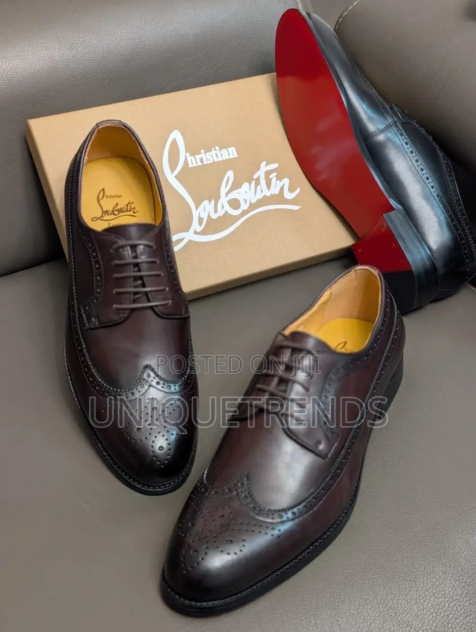 CHRISTIAN LOUBOUTIN Leather Brogue Derby Shoe (Coffee)