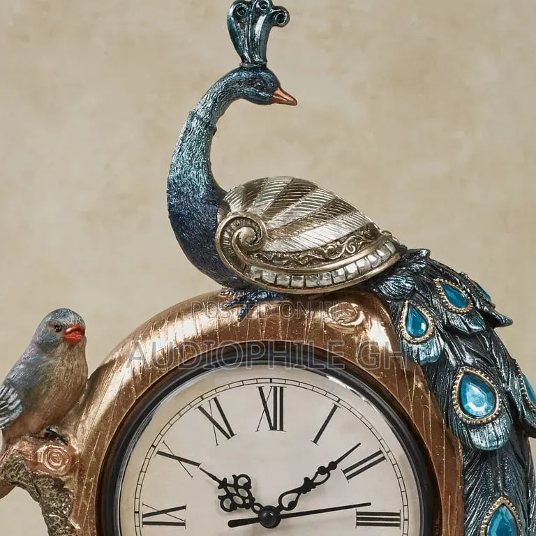 Poised Peacock Accent Clock Blue