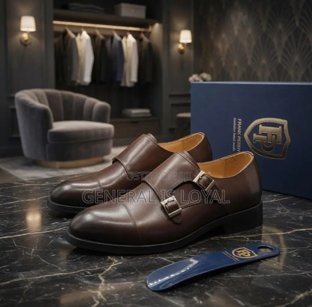 Frank Perry Monk Strap Brown Leather Men’s Shoe