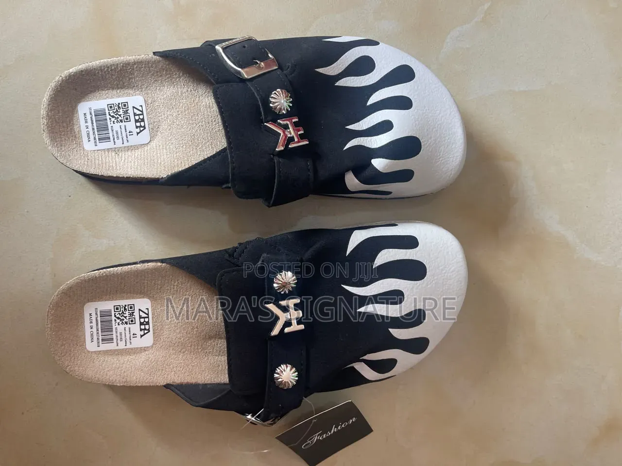 ZBBA Flame Bluckle Half Cover Slippers