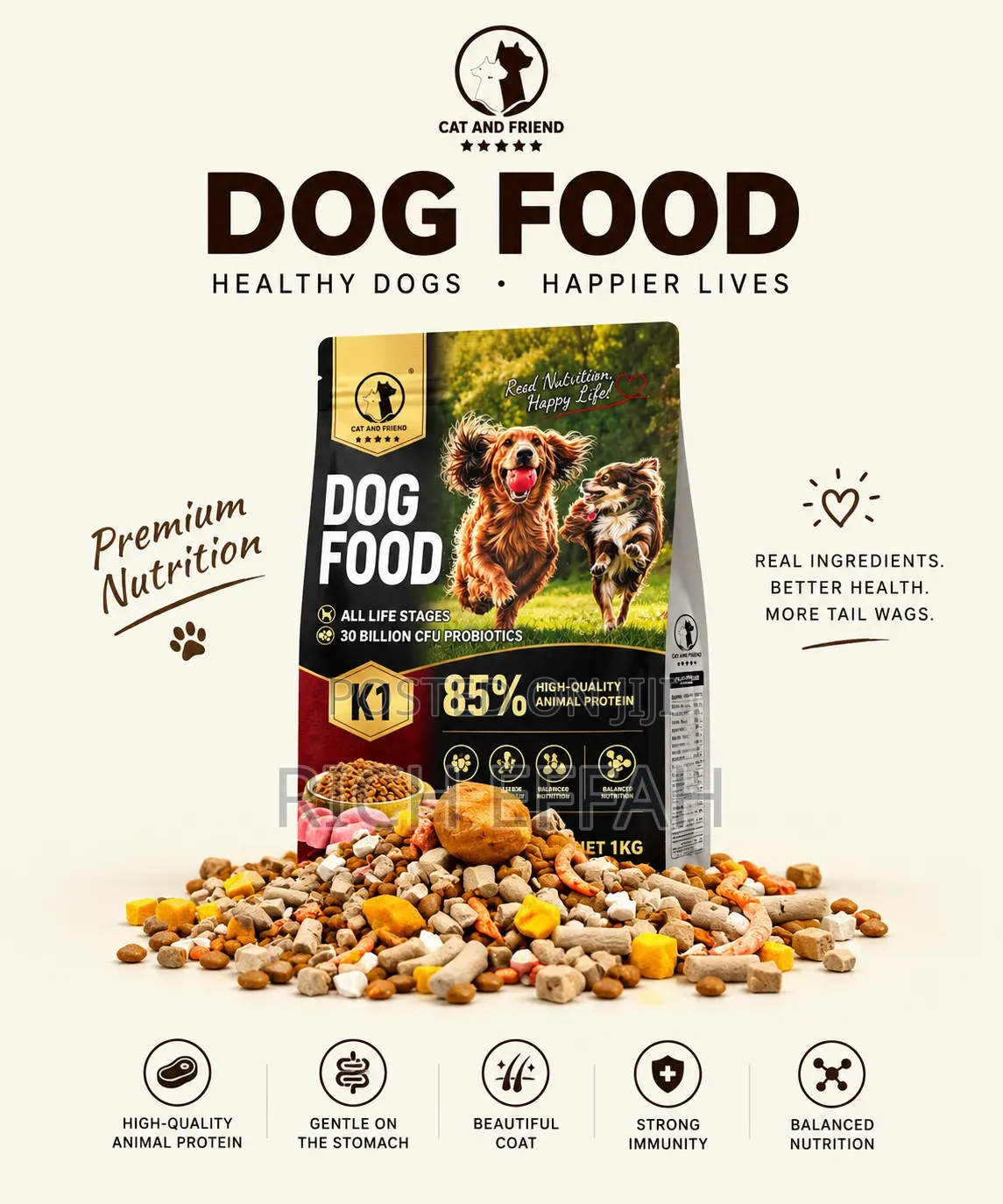 K1 Dog Food 18kg (85% Quality Protein) Dried Meat
